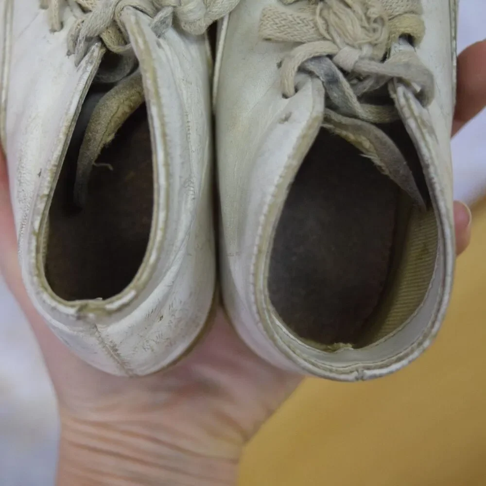 Vintage 1930s-40s Childrens Shoes Cracked Patina Rustic Farmhouse Baby Decor